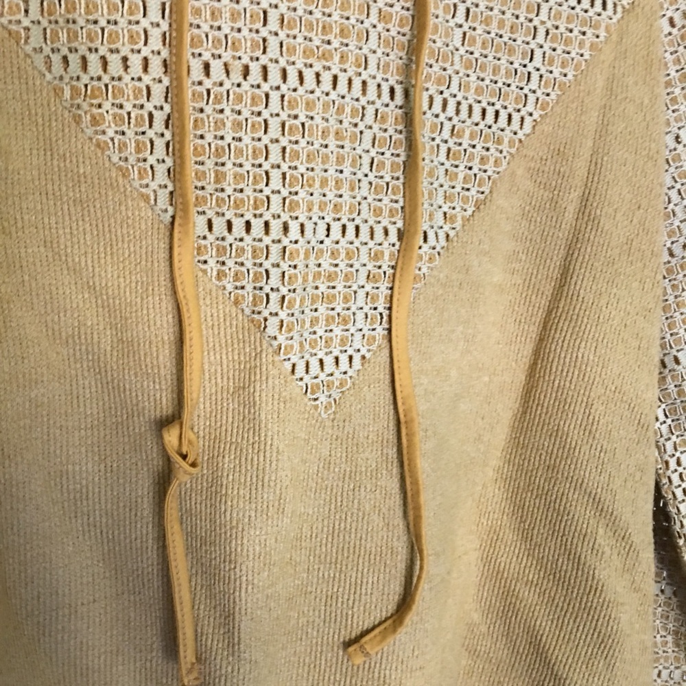 Anthro Anama Mustard Tie Sleeve Hoodie - Picture 4 of 8